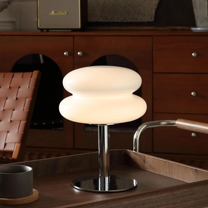 Glivpny Mushroom Lamp Table Lamp for Night Stands,Mid Century Modern Desk Lamps for Bedroom, Vintage Dimmable Bedside Small Cute Lamps, Cool Aesthetic House Warming Gifts New Home Decor(White) by Glivpny