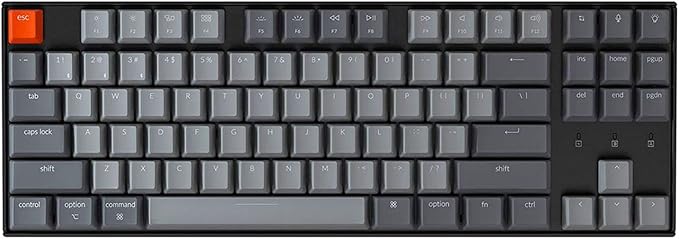 Keychron K8 Tenkeyless Wireless Mechanical Keyboard for Mac, RGB Backlight, Bluetooth, Multitasking, Type-C Wired Gaming Keyboard for Windows with Gateron G Pro Brown Switch by Keychron