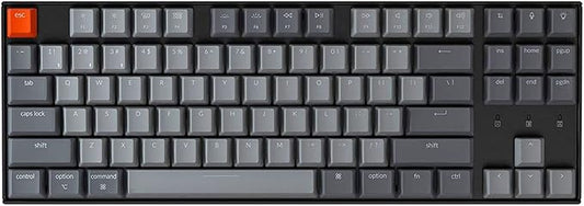 Keychron K8 Tenkeyless Wireless Mechanical Keyboard for Mac, RGB Backlight, Bluetooth, Multitasking, Type-C Wired Gaming Keyboard for Windows with Gateron G Pro Brown Switch by Keychron