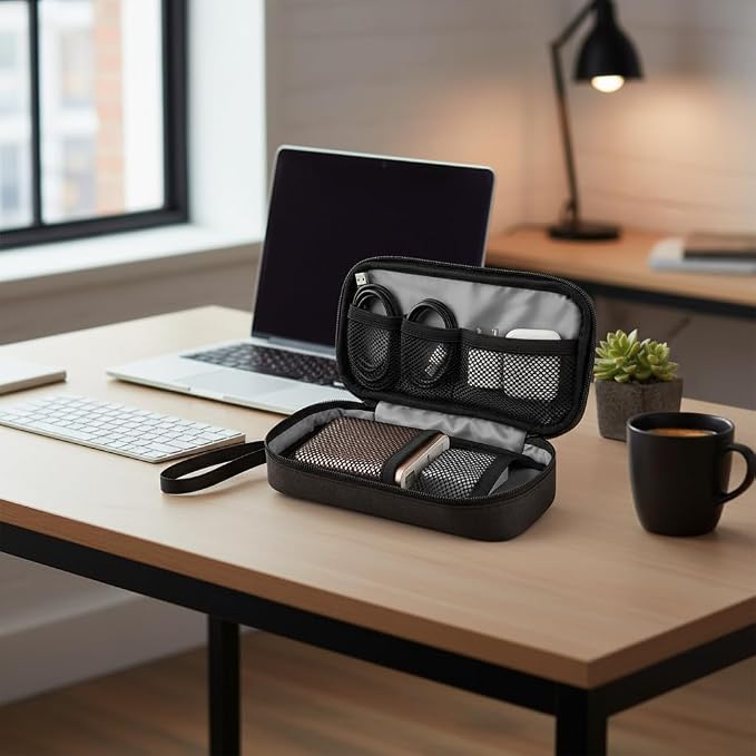 GOX Cable Organizer Pouch – Case for Chargers and Cords, Cord Organizer Travel Black, Small Cable Organizer Bag for Earbuds & Tech Accessories(Black) - Image 3