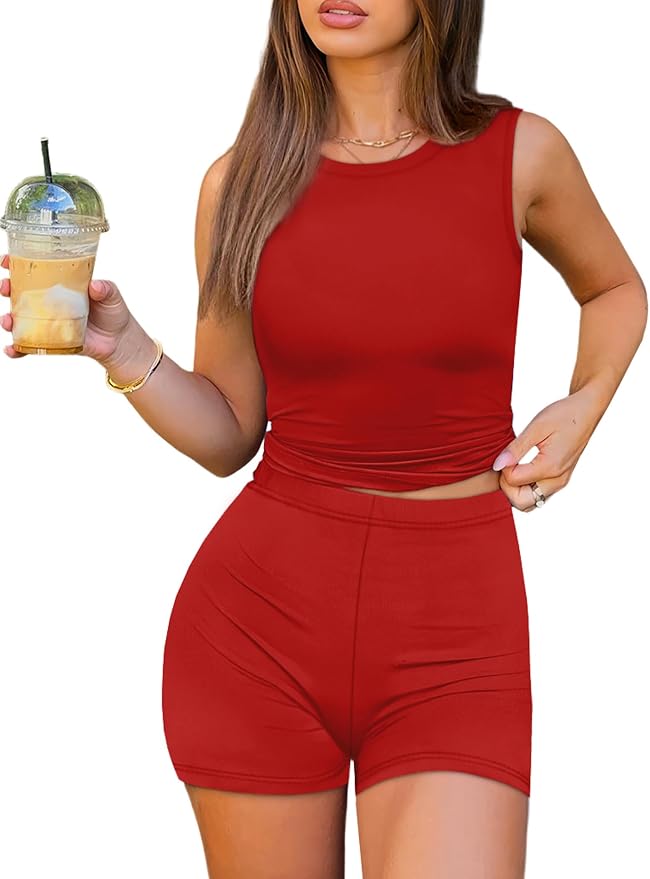 Sampeel Womens Two Piece Lounge Sets Casual Summer Spring Outfits 2 Piece Short Matching Clothing Set Athletic Active Wear - Image 2