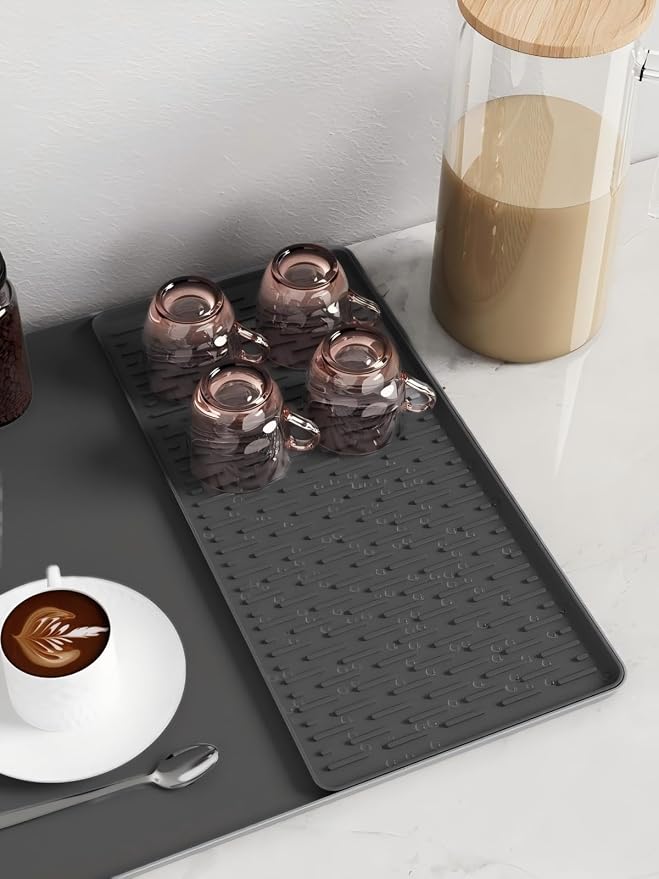 Coffee Mat, Dish Drying Mat 2 in1 Coffee Maker Mat for Kitchen Counter, 16"x24" Silicone Bar Pad, Anti-Slip, Heat Resistant Drip Pad for Espresso Machines, Dinner Plates, Ice Cream Machines - Image 7