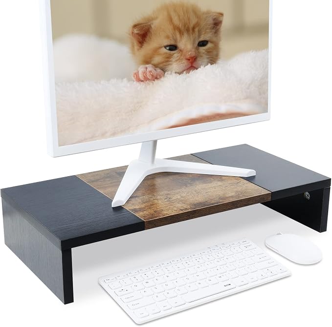 TEAMIX 20 inch Monitor Riser, Sturdy Wood Desktop Riser for TV/PC/Laptop/Printer, TV Riser Stand Computer Shelf with Storage for Home Office - Image 6