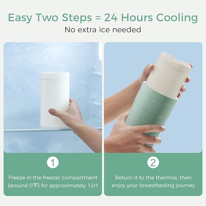 Momcozy Portable Breast Milk Cooler for Travel, 24H Ice-Free Cooling Breastmilk Storage Bottles Container, 12oz Leak Proof Outdoor Small Freezer, Baby Breastfeeding Essential for New Moms - Image 5