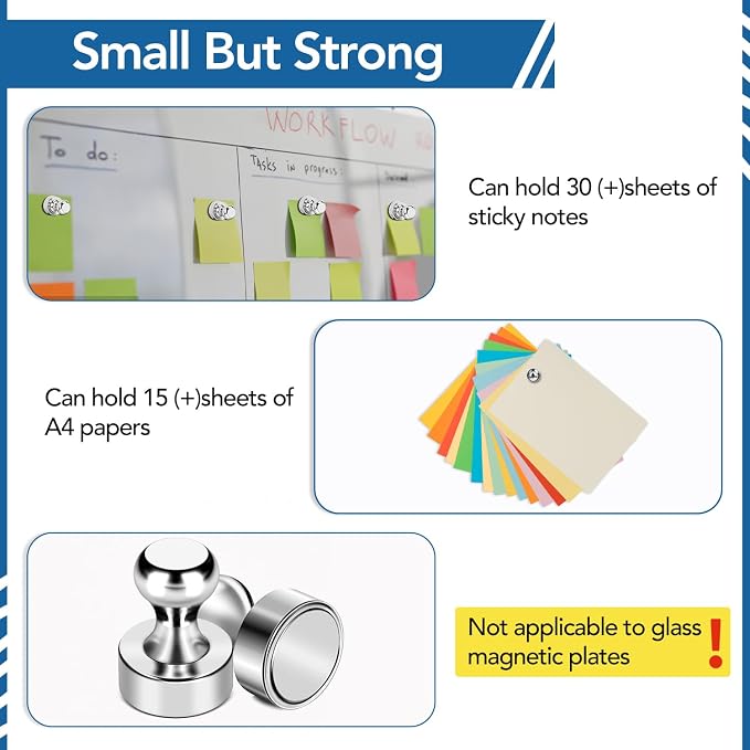 LOVIMAG Fridge Magnets 18Pcs, Magnet for Refrigerator Whiteboard, Silver | Small Strong Neodymium Metal Cute Push Pin for Classroom, Kitchen, Accessories Decorative, Office, Calendar - Image 5