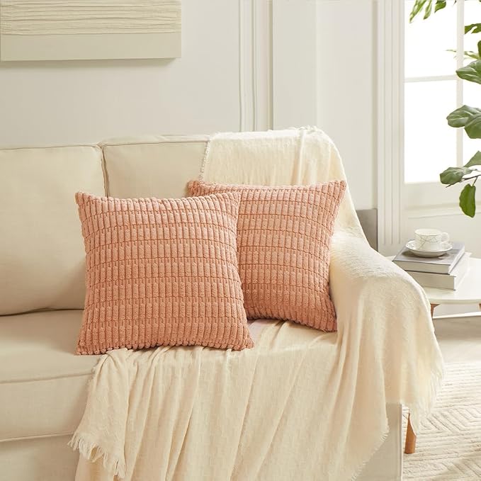 Fancy Homi 4 Packs Decorative Throw Pillow Covers for Living Room Couch Bed, Modern Farmhouse Boho Home Décor Accent Cushion Case, 26" x 26", Peach - Image 6