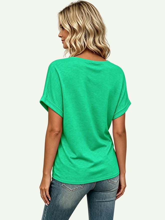 T Shirts Short Sleeve V Neck Tees Womens Tops Beach Vacation Fashion Clothes 2026 Casual Summer Spring Fall Outfits - Image 4