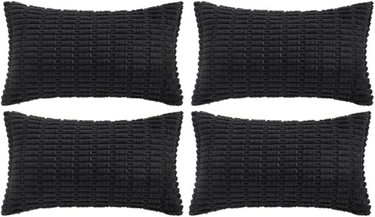 Fancy Homi 4 Packs Decorative Throw Pillow Covers for Living Room Couch Bed, Modern Farmhouse Boho Home Décor Accent Cushion Case, 20" x 12", Black by Fancy+Homi