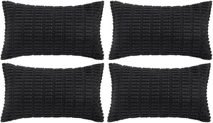 Fancy Homi 4 Packs Decorative Throw Pillow Covers for Living Room Couch Bed, Modern Farmhouse Boho Home Décor Accent Cushion Case, 24" x 16", Black by Fancy+Homi