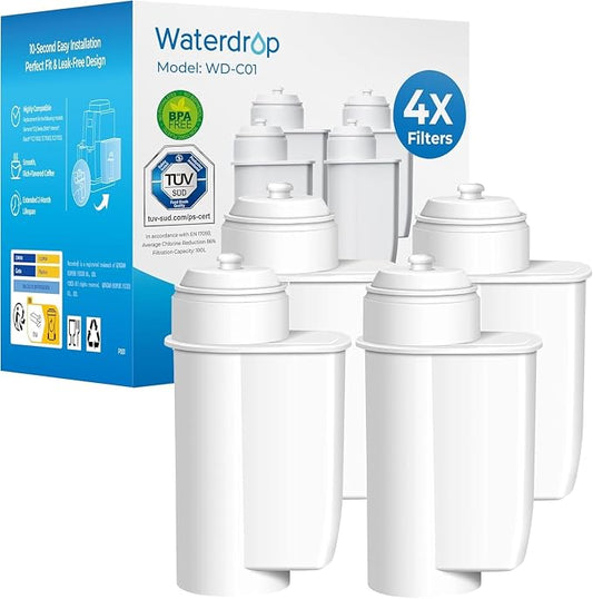 Waterdrop TCZ7003 filter Replacement for Bosch® TCZ7003 Filter 4 Pack | Replacement for Bosch® Espresso Machine Coffee Water Filter, Siemens®, TZ70003, TÜV SÜD Certified, 4 Pack by Waterdrop