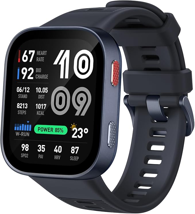 Amazfit Bip Max 50mm Smartwatch, 2.07" AMOLED Display, 20 Days of Battery, GPS, 4GB Storage, Offline Maps, Fitness Tracker, Hybrid Training, 150+ Sports, HYROX Mode, 5 ATM for Android & iPhone, Blue by Amazfit