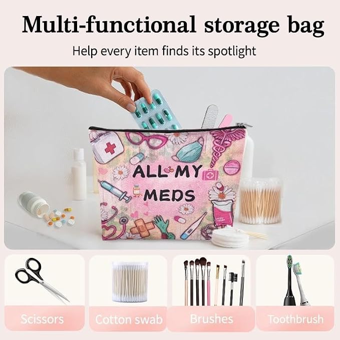 Small Nurse Medical Supply Pouch Bag Emergency Medicine Physician Bag Gifts Pharmacist Doctor Graduates Accessories Family Patient Medication Organizer Nursing School Makeup Bags Survival Med Pouch - Image 2
