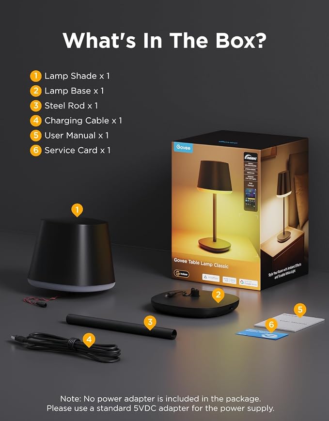 Govee Smart Cordless Table Lamp Classic (No Adapter), RGBIC Desk Lamp | Rechargeable Table Lamp for Bedroom, Living Room, Portable Lamp Works with Matter, Bedside Lamp with 72 Scenes Modes, 500lm - Image 10