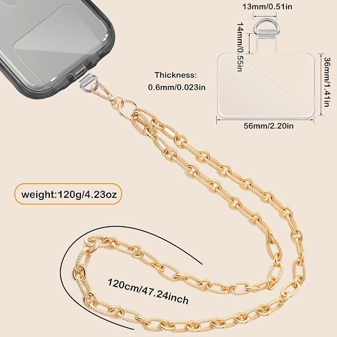 Crossbody Lanyard Strap, Durable Metal Chain Strap, Universal Phone Lanyard with Tether Tab, Detachable Phone Chain Strap - Image 3