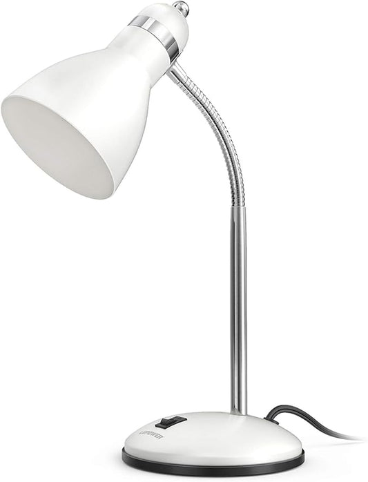 LEPOWER Metal Desk Lamp, Adjustable GooseNeck Reading Light for Bedroom | Compact & Sturdy, Space-Saving for Bedside & Dorm, E26 Table Lamp, Eye-Caring, Ideal for Study, Office, Back to School by LEPOWER