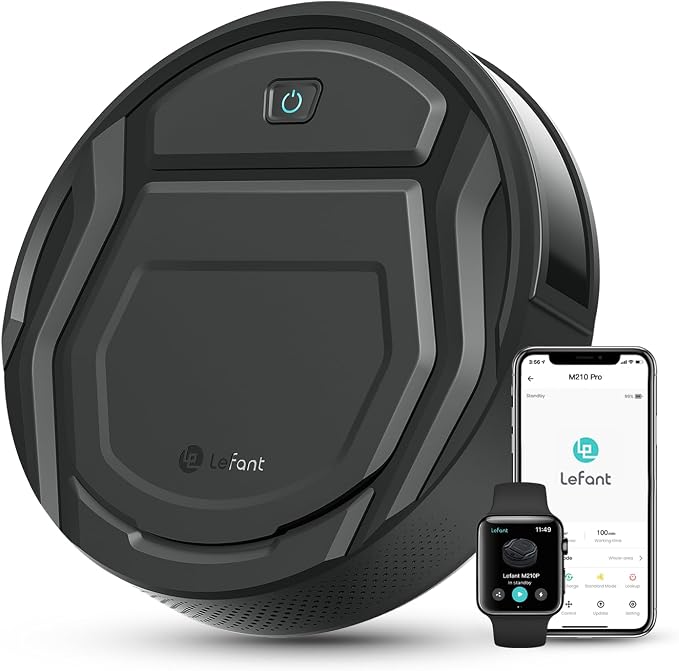 Lefant M210 Pro Robot Vacuum, 4000Pa Suction, 200 Mins Runtime, Quiet, Ultra-Slim, Self-Charging Robotic Vacuum Cleaner, WiFi/App/Alexa Control, Ideal for Pet Hair & Hard Floors by Lefant