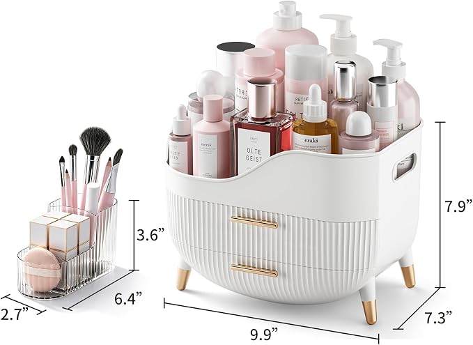 Pajiriona Makeup Organizer with Drawers,Skincare Organizer for Vanity,Storage Box with Handle,Large Cosmetic Display Case for Dresser, Bathroom Countertop - Image 3