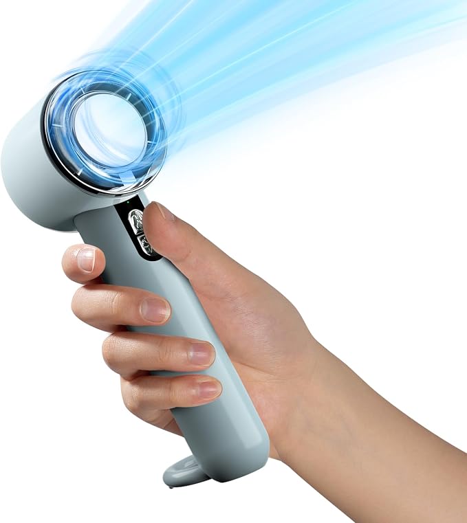 Handheld Cooling Fan, 5 Speeds Portable Air Conditioner Fans, Rechargeable Mini Fan with USB for Women Men Travel/Camping/Outdoor for Travel Outdoor/Disney/Concerts/Gifts for Women & Men (BLUE) by LHJRY