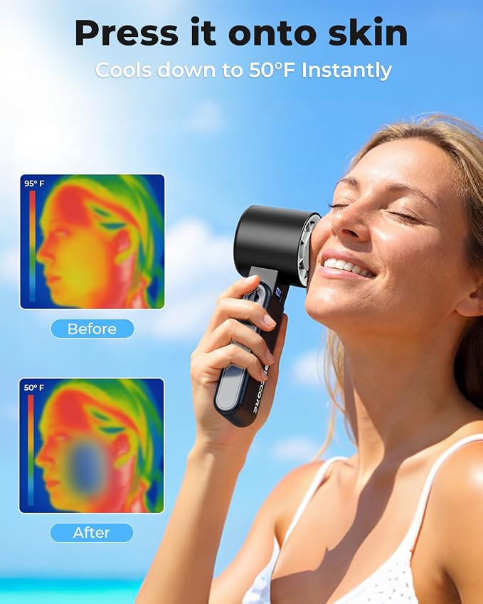 MORECORE Portable Handheld Fan with Ice Cooler, [Instant Chill to 50℉], Gifts for Men Mom Women Grandma Girl Her Hot Flash, 5000mAh Cooling Fan, Camping/Cruise/Soccer Game/Travel Essentials 2026 - Image 3