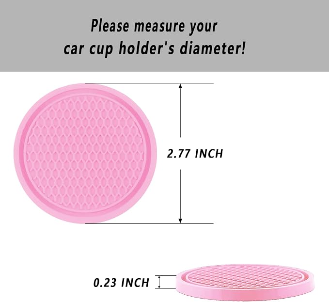 ZSDY Car Cup Coaster, 4PCS Universal Auto Non-Slip Cup Holder Embedded in Ornaments Silicone Coaster, Car Interior Accessories Sets, Pink - Image 2