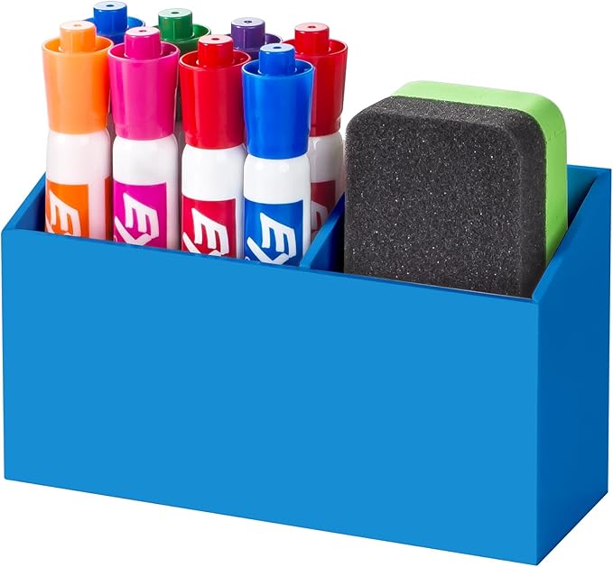 BEYGORM Magnetic Dry Erase Marker Holder for Whiteboard & Refrigerator | Non-slip Acrylic Pen Holder for Classroom, Fridge Magnet, Locker Organizer Accessories, Teacher & School Supplies(Blue) by BEYGORM
