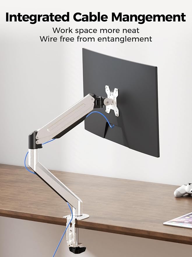 Suptek Single Monitor Mount,Adjustable Gas Spring Monitor Arm Desk Mount Stand Fits 17 20 22 23 24 26 27 32 33 35 36 inch,Holds up to 25 lbs, Silver(MD9S) - Image 9