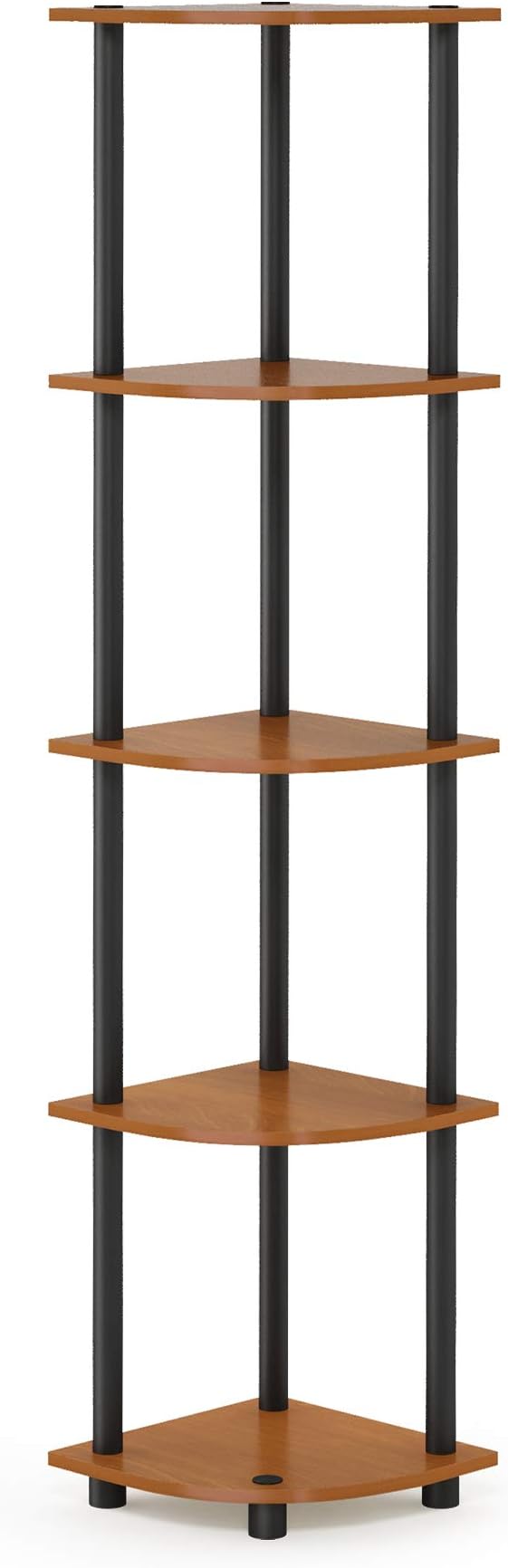 Furinno TURN-N-TUBE Corner Shelf, 5-Tier Corner Bookshelf, Open Storage Shelves, for Organization and Storage, Living Room, Home Office, Garage, Bedroom, Light Cherry by Furinno-FitsYourSpaceFitsYourBudget