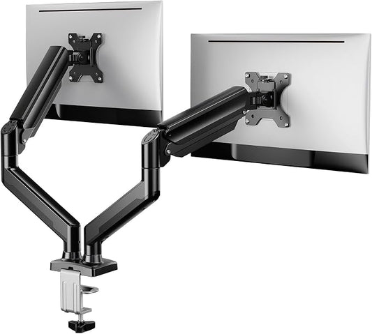 ErGear Dual Monitor Stand up to 33 inches Screen, Load-Bearing Max 22 lbs Each Arm, Adjustable Dual Monitor Mount, Sturdy Steel vesa Monitor Mount with Stable VESA 75x75 100x100mm by ErGear