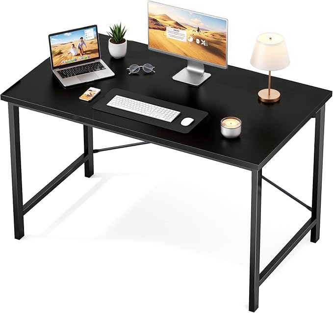 Sweetcrispy 44-Inch Small Computer Desk for Bedroom, Black | Gaming Writing Work and Study Desk for Home Office, Sturdy Metal Frame and Compact Modern Design with X-Shaped by Sweetcrispy