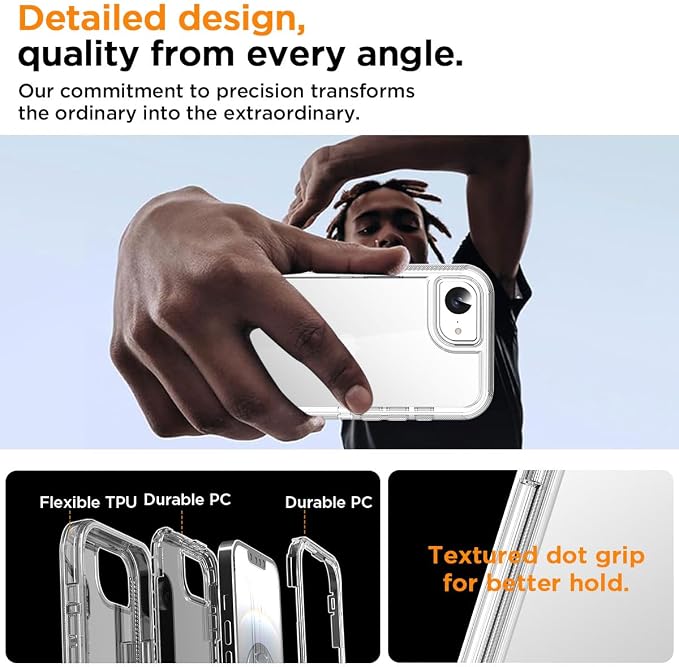 AICase for iphone 17e Case/iphone 16e Case Clear 2026 3 in 1 Heavy Duty Drop Protection Full Body Rugged Shockproof/Dust Proof 3-Layer Military Protective Tough Durable Cover for iphone 17E/16E 6.1"_1 - Image 6