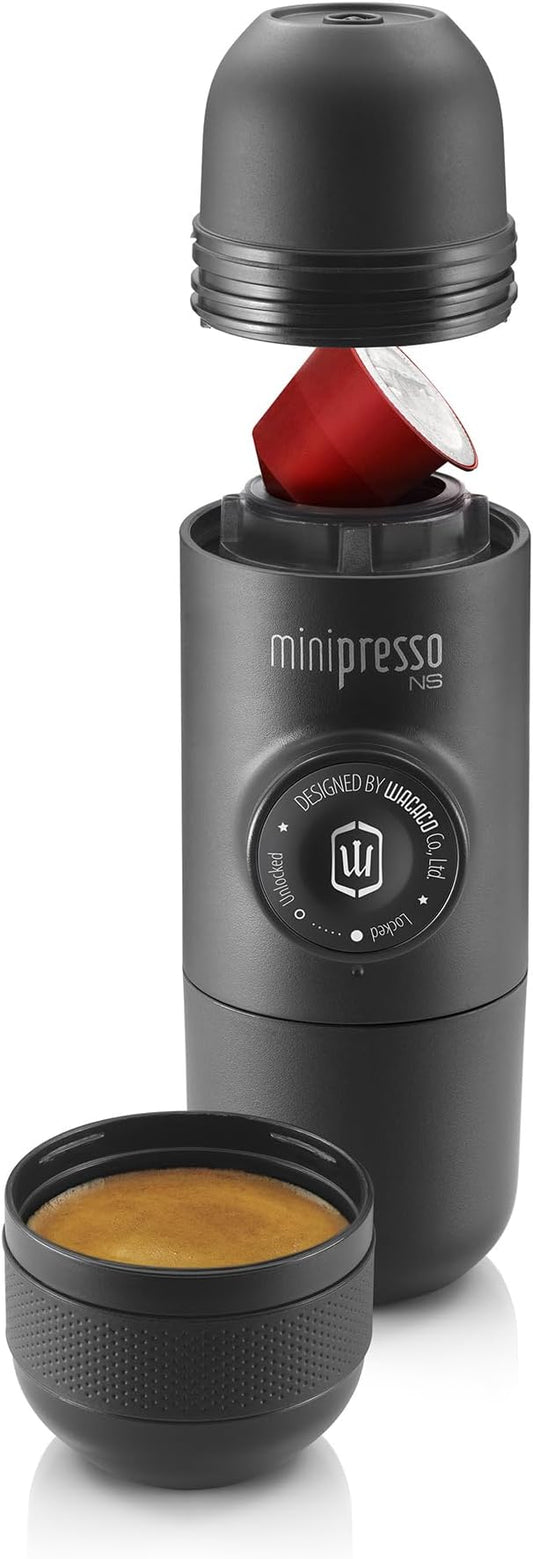 WACACO Minipresso NS, Portable Espresso Machine, Compatible Original NS Capsules, Travel Coffee Maker, Manually Operated from Piston Action by WACACO