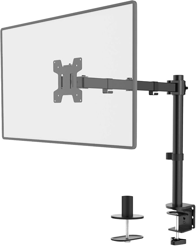 WALI Single Monitor Mount, Single Monitor Arm Desk Mount, Up to 32 inch Ultrawide, Regular Screens up to 27 inches, 22lbs, Adjustable Mount with C-CLAMP for Home Office Application(M001), Black - Image 4