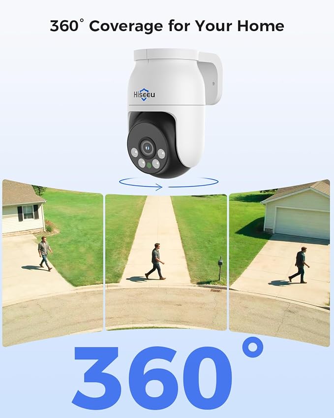 Hiseeu 4K PTZ Wired Security Camera System with 8 x 8MP CCTV Cameras | 360° Coverage,Smart Color Night Vision,Audio,Person/Vehicle Detection,8MP DVR,2TB HDD for 24/7 Recording,Surveillance DVR Kit - Image 2
