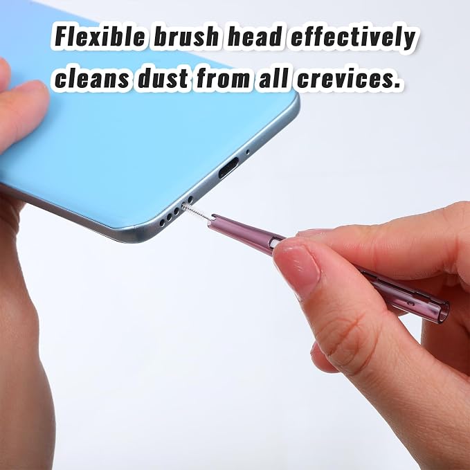10Pcs Cell Phone Cleaning Kit, Dual Head Anti-Clogging Nylon Brushes Hook Cleaner, Multifunction Mini Cleaning Kits for 16 17 Pro Max Charging Port, Speaker, Earphone, Tablet, Camera, Keyboard, Purple - Image 5
