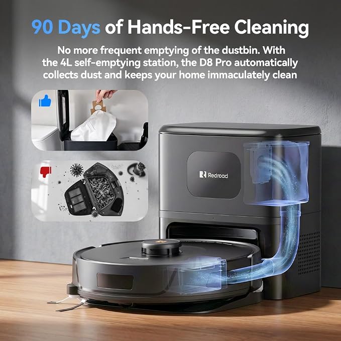 Robot Vacuum 38,000 Pa Robot Vacuum Mop,120Day Self Emptying Vacuum Robot,Lidar Navigation,5G 2.4GWiFi APP Aspirateur Robot,Self-Charging Robot Vacuums for Pet,Floor,Carpet R11 Max Black - Image 3
