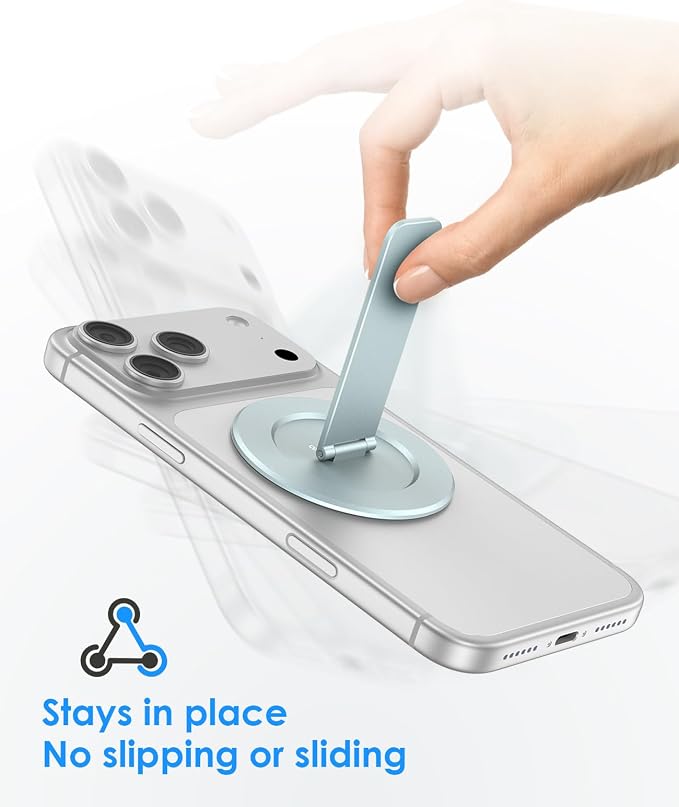 Magnetic Phone Stand for Magsafe, Ultra-Slim Snap-on Phone Holder Kickstand,180° Adjustable Angle Damping Design Cellphone Grip, Blue - Image 7