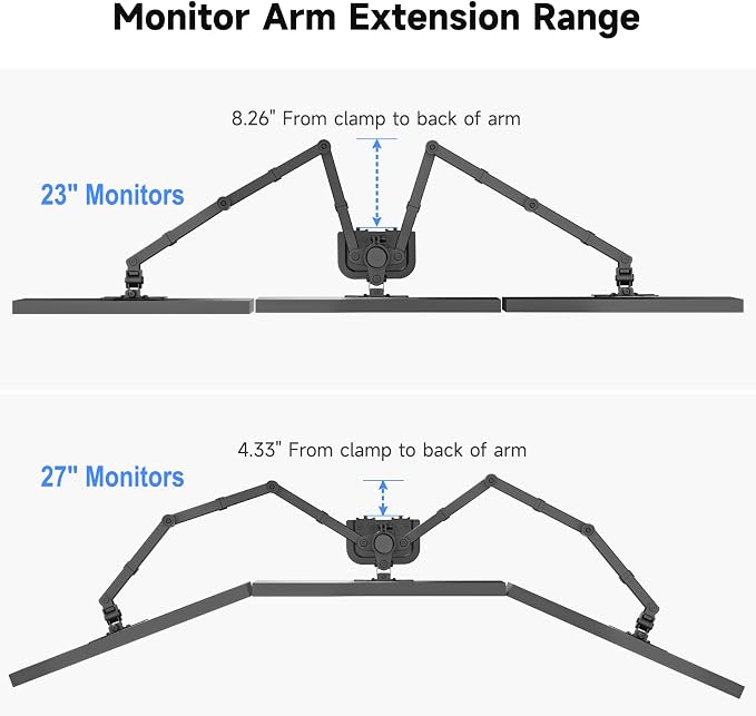 Suptek Hex LED LCD Monitor Stand up Desk Mount Extra Tall 31.5 inch Pole Heavy Duty Fully Adjustable Stand for 6 / Six Screens up to 27 inch (MD68126) - Image 5