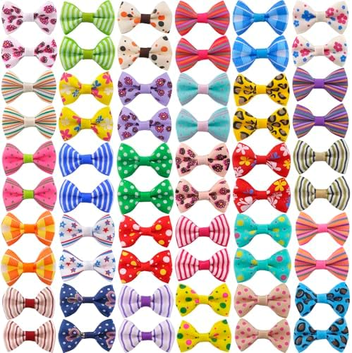 QingHan Dog Hair Bows Small Puppy Clips for Pet Grooming Accessories Doggy Gifts 60Pcs (30 Pairs) by QingHan
