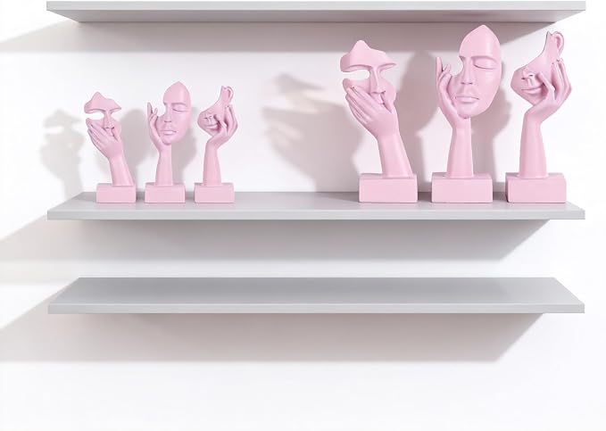 3 Pcs Thinker Large Statue Set - Pink Art Abstract Home Accent Figurines for Living Room, Bedroom, Shelves, Office Desktop, Coffee Table Decor, Gift for Women (3 Pcs Pink, 9") - Image 2
