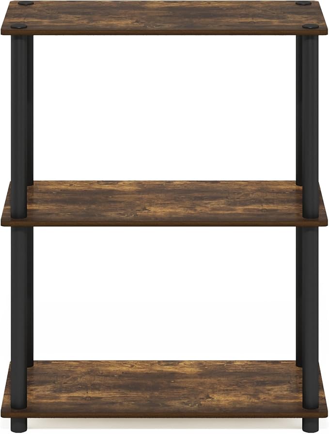 Furinno Turn-N-Tube Storage Shelves, 3-Tier Book Shelf, Corner Shelf, Toolless Open Shelves, for Organization and Storage, Living Room, Garage, Home Office, Amber Pine - Image 5