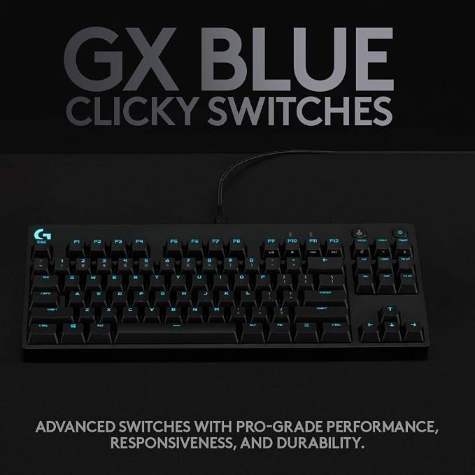 Logitech G PRO Mechanical TKL Tenkeyless Gaming Keyboard (Clicky) - Black | Ultra portable, detachable Micro USB cable, 16.8 million color Lightsync backlit keys - Image 3