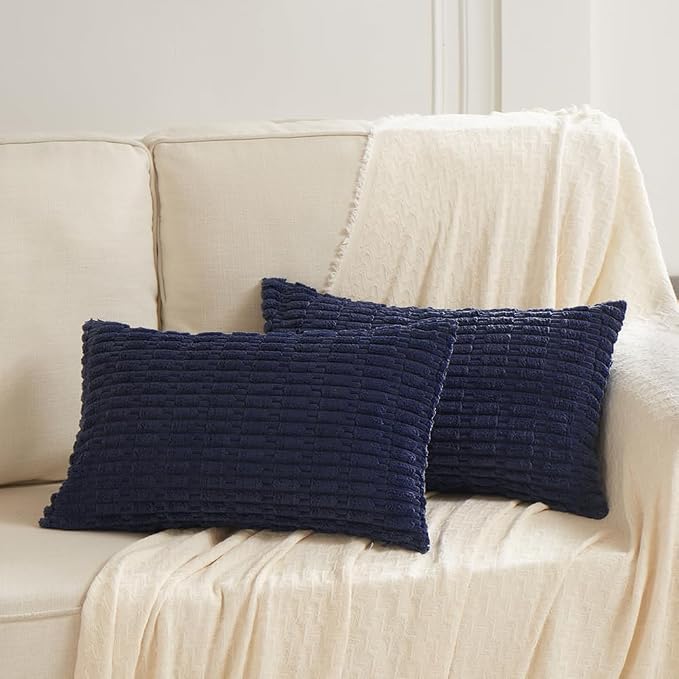 Fancy Homi 4 Packs Decorative Throw Pillow Covers for Living Room Couch Bed, Modern Farmhouse Boho Home Décor Accent Cushion Case, 24" x 16", Navy Blue - Image 6