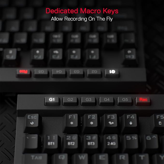 Redragon K580 PRO Wireless RGB Gaming Keyboard, Macro G Keys & Media Wheel | 0 Delay Tri-Mode, 5 On-Board Combo Keys, Ready for MMO & MOBA Play, 0-Delay Tri-Mode for Multiple Devices, Swap-Ready Socket - Image 4