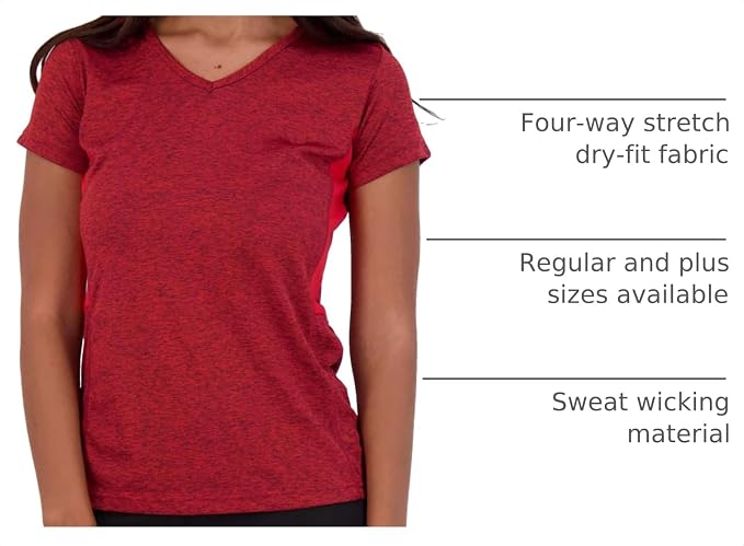 5 Pack Women's Dry Fit V Neck Workout Tops T Shirts Athletic Gym Yoga Tees | Available In Plus Size, Cooling Moisture-Wicking, Short Sleeve, Quick-Dry, Fitness, Stretch, Exercise, Running, Hiking - Image 4