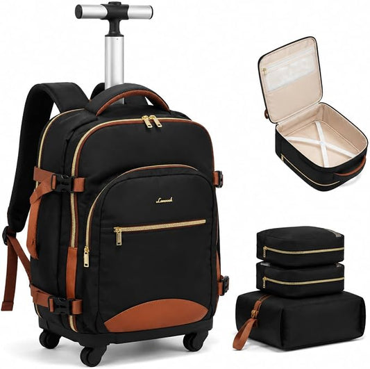 LOVEVOOK Rolling Backpack with Wheels, Carry On Luggage for Women by LOVEVOOK