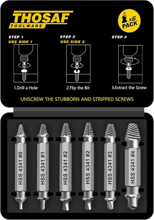 Damaged Screw Extractor Set,Christmas Stocking Stuffers for Adults Men Him | Gifts for Men,Mens Gifts for Dad,Husband,Stripped Screws Bolt Drill Bit Tools for Easy Removal of Rusty Broken Screw by THOSAF