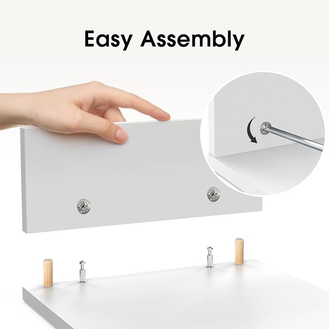 FITUEYES Dual Monitor Stand Riser, Adjustable Length and Angle, White | Wooden 3-Shelf Design, Supports up to 55lbs, Flexible for Standard Corner Space, Holds Monitor, Laptop, Phone, Printer - Image 5