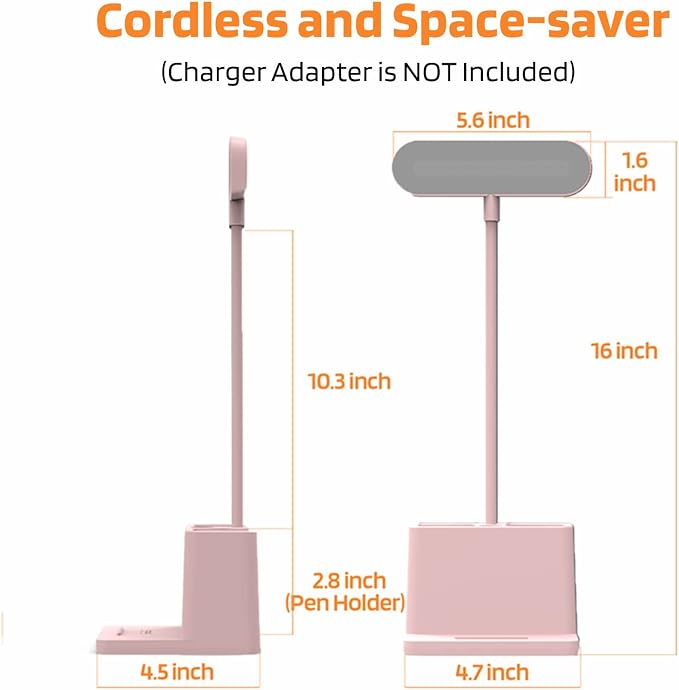 AXX Cute Desk Lamp, Pink Table Light for Women, Teen Girls | LED, Small, Rechargeable, Battery Operated, Touch Control, Gooseneck, Home Office Accessories, College Dorm Essentials - Image 7