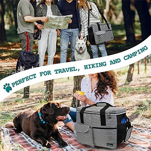 PetAmi Dog Travel Bag Organizer, Pet Supplies Tote, Stripe Black Medium - Image 6