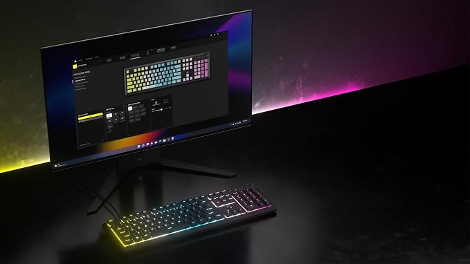 Corsair K55 CORE RGB Membrane Wired Gaming Keyboard – QWERTY US Layout – Quiet, Responsive Switches – Spill Resistance – Ten-Zone RGB – Media Keys – iCUE Compatible – PC, Mac – Black - Image 8